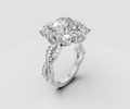 5ct Round Solitaire with Halo and Half Pave Band - Laboratory Grown Diamond