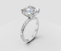 6ct Cushion Solitaire and Half Pave Band - Laboratory Grown Diamond