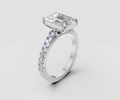 3ct Emerald Solitaire and Half Pave Band - Laboratory Grown Diamond